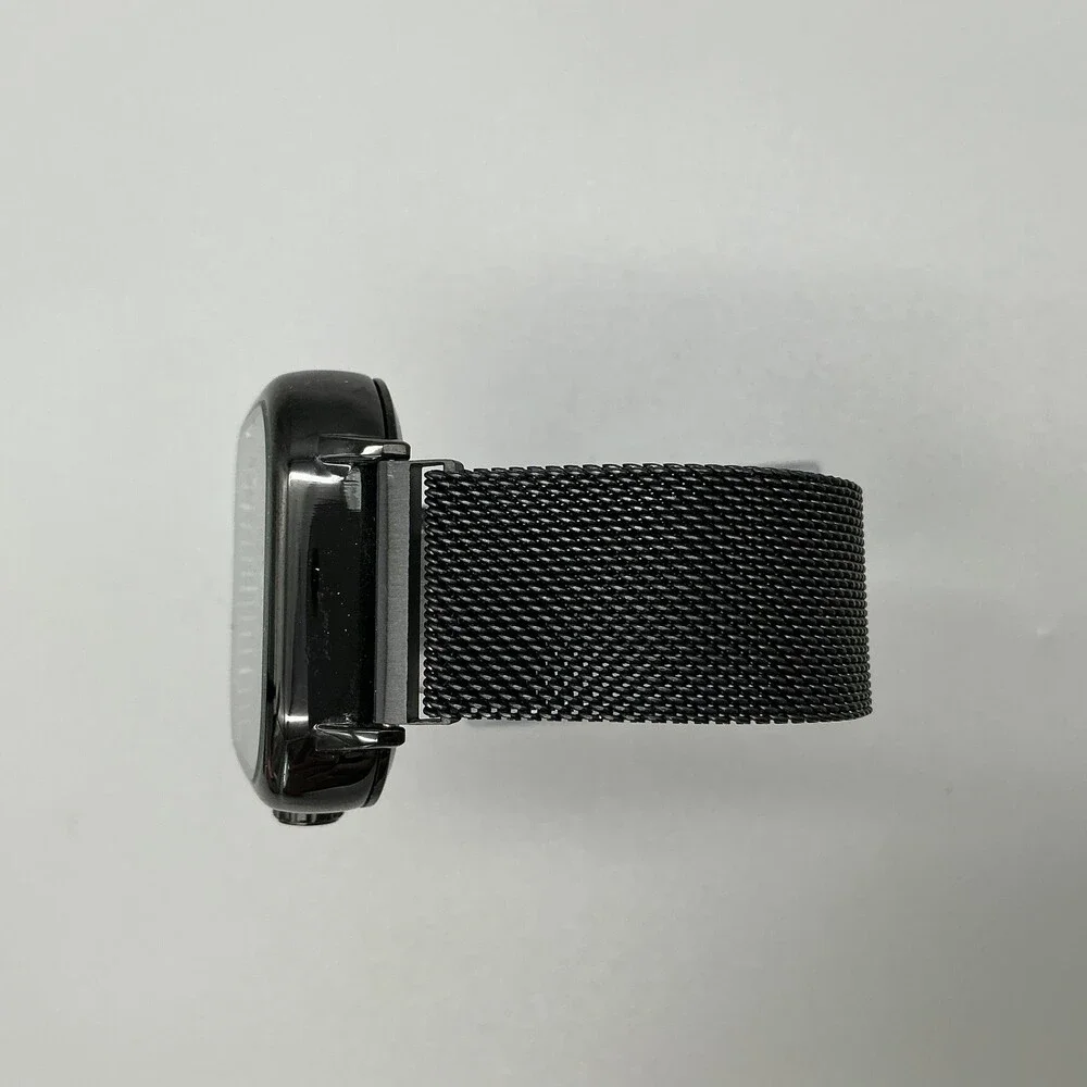 Mens Watch 41mm Square Skeleton Dial Black Mesh Automatic Stainless Steel